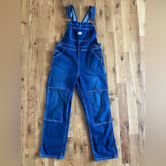 🔥 SOLD OUT Hey Gang Knee Patch Overalls in denim - Sz 2  (Medium) 🔥 - Picture 2 of 7